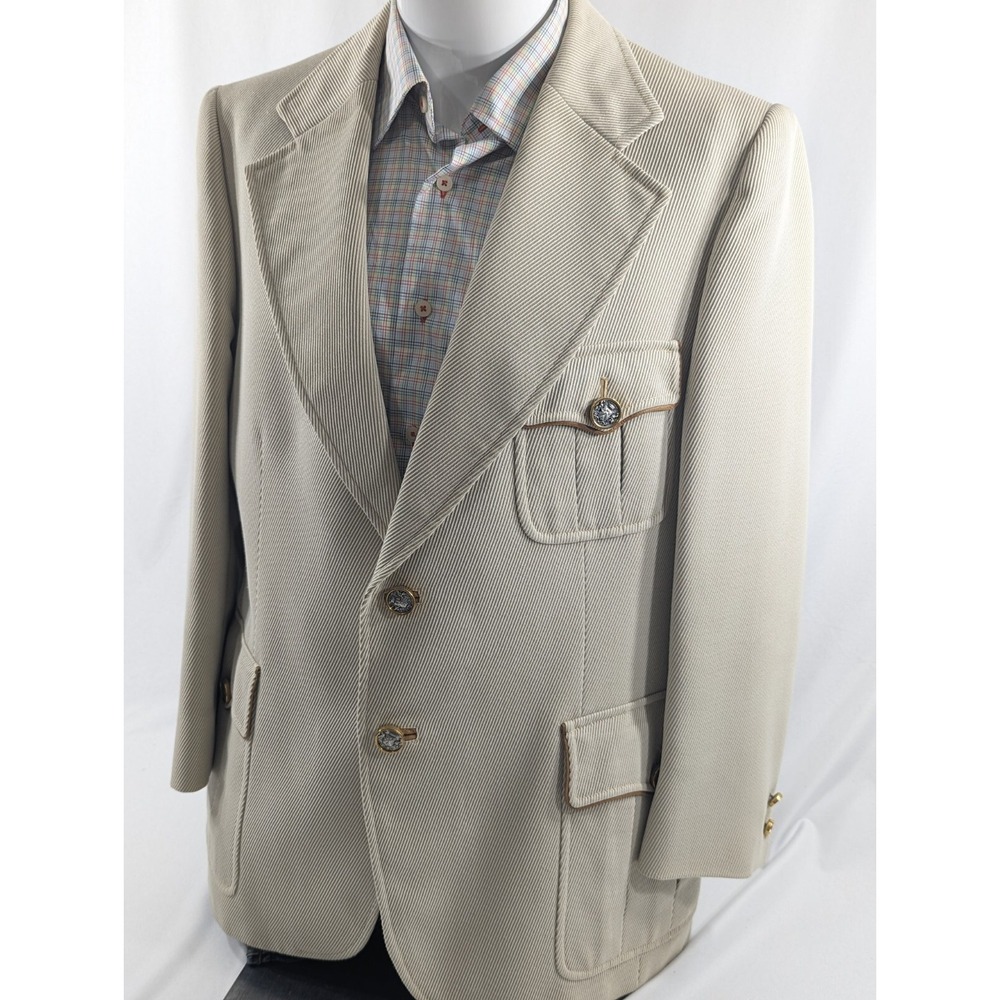 Vintage Cortefiel Blazer Sport Coat Jacket Heavy Cotton Metal Buttons‎ 44 Slim